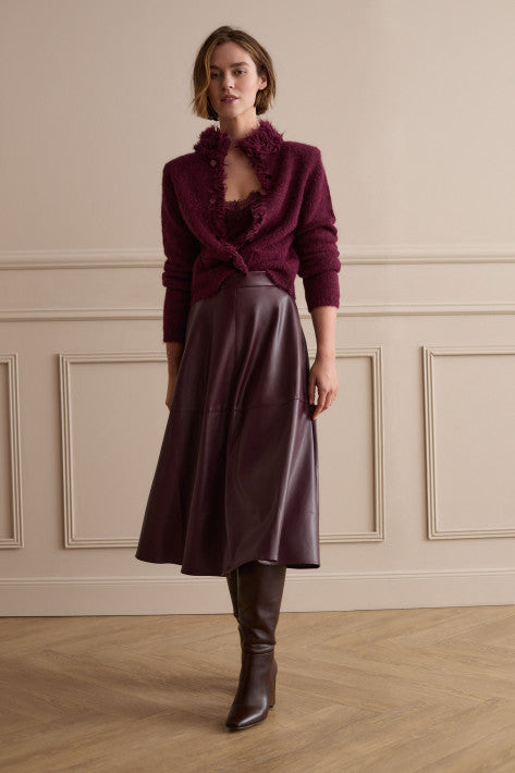 Oui Pailletten-Strickjacke mit Fransen - bramble berry