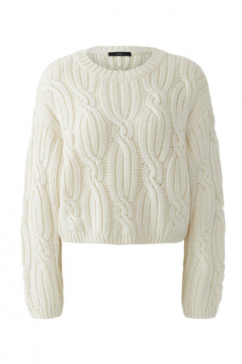 Oui Zopf-Pullover - creme